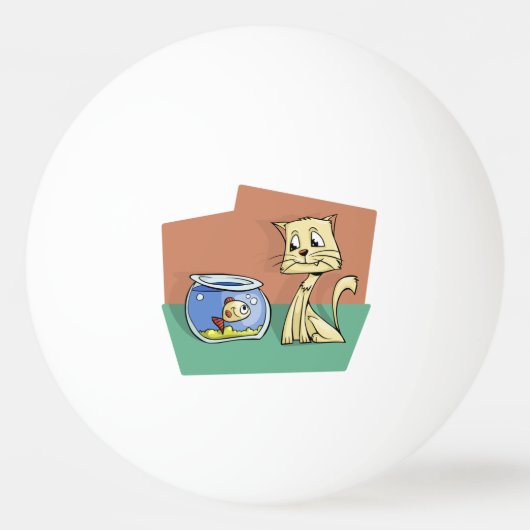 猫および魚ボールのclipart 卓球ボール (裏面)