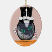 猫およびFishbowlのオーナメント セラミックオーナメント (右)