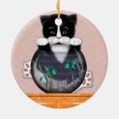 猫およびFishbowlのオーナメント セラミックオーナメント (裏面)