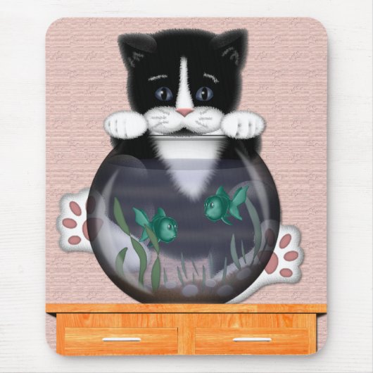 猫およびFishbowlのマウスパッド マウスパッド (正面)