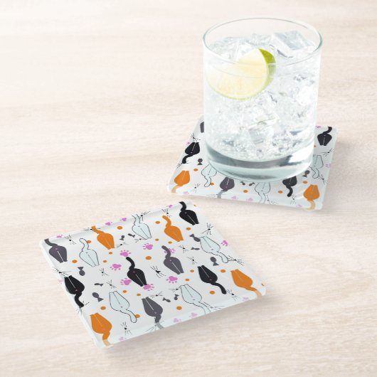 猫お尻コースター ガラスコースター (アングル)