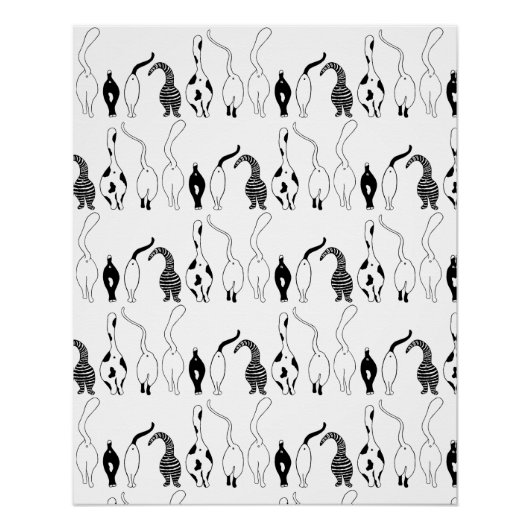 猫お尻パターン ポスター (正面)