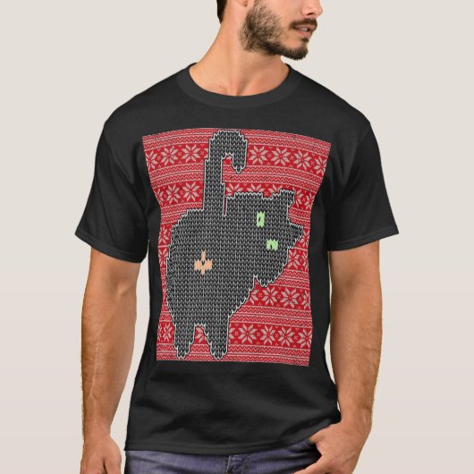 猫お尻メンおもしろいズ醜いクリスマスパーティー Tシャツ (正面)