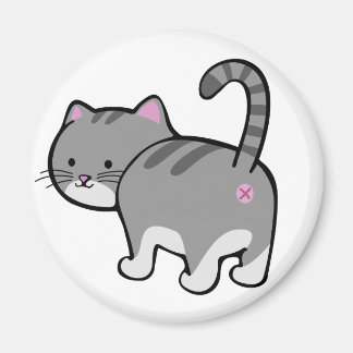 猫お尻灰色虎猫 マグネット