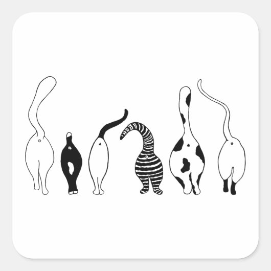 猫お尻 スクエアシール (正面)