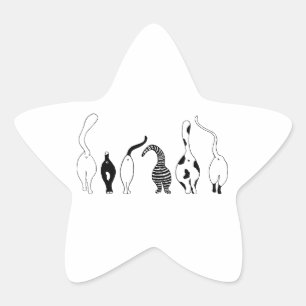 猫お尻 星シール
