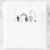 猫お尻 楕円形シール (バッグ)