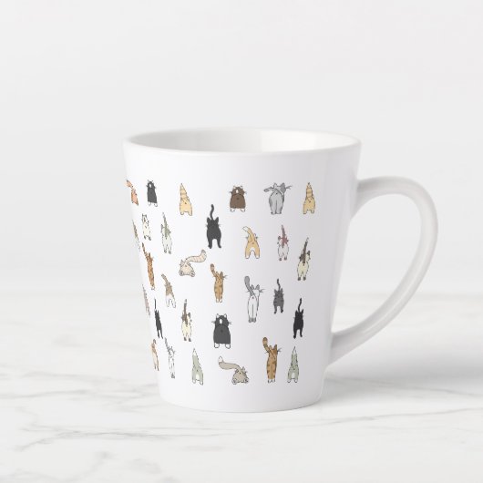 猫お尻、熱狂する猫レディ、猫お尻、おもしろい猫 カフェラテマグ (右)