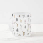 猫お尻、熱狂する猫レディ、猫お尻、おもしろい猫 フロストグラスマグカップ (正面左)