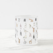 猫お尻、熱狂する猫レディ、猫お尻、おもしろい猫 フロストグラスマグカップ (中央)