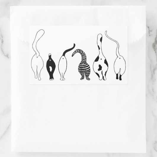 猫お尻 長方形シール (バッグ)