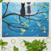 猫お洒落がいる月 キッチンタオル (折り畳み)