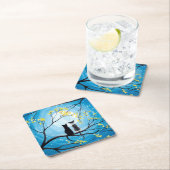 猫お洒落がいる月 スクエアペーパーコースター (インサイチュ)