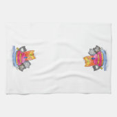 猫お洒落とお誕生日ケーキ キッチンタオル (横)