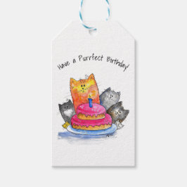 猫お洒落とお誕生日ケーキ ギフトタグ