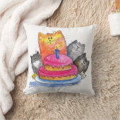 猫お洒落とお誕生日ケーキ クッション (ブランケット)