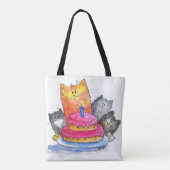 猫お洒落とお誕生日ケーキ トートバッグ (裏面)