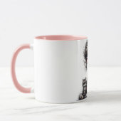 猫お洒落との女の子の大きな目 マグカップ (左)