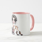 猫お洒落との女の子の大きな目 マグカップ (正面右)