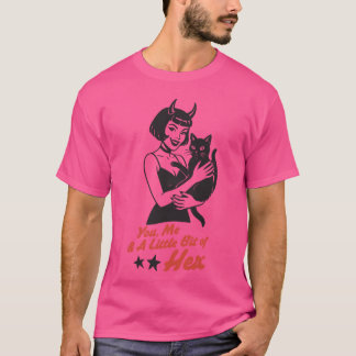 猫お洒落とメッセージのレトロな女性 Tシャツ