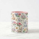 猫お洒落と花マグカップ – かわいいコーヒーカップ マグカップ (中央)