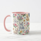 猫お洒落と花マグカップ – かわいいコーヒーカップ マグカップ (左)