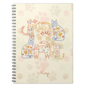 猫お洒落のベージュ ノートブック (正面)