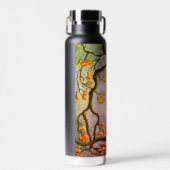 猫お洒落の木に浮かぶ絵画満月 ウォーターボトル (正面)