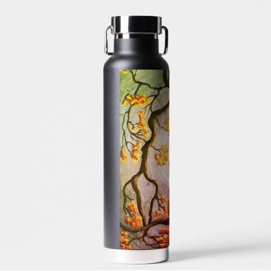 猫お洒落の木に浮かぶ絵画満月 ウォーターボトル (正面)