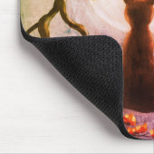 猫お洒落の木に浮かぶ絵画満月 マウスパッド (コーナー)