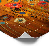 猫お洒落の調和カラフルフォーク ポスター (角)