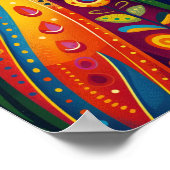 猫お洒落の調和カラフルフォーク ポスター (角)