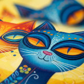 猫お洒落の調和カラフルフォーク ポスター