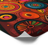 猫お洒落の調和カラフルフォーク ポスター (角)