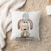 猫お洒落を頭に乗せた可愛い犬 クッション (ブランケット)