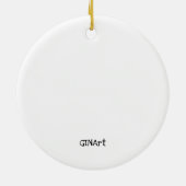 猫お洒落を頭に乗せた可愛い犬 セラミックオーナメント (裏面)