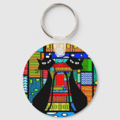 猫お洒落アートの贈り物 キーホルダー (正面)