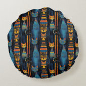 猫お洒落エジプトのAIアート ラウンドクッション (裏面)