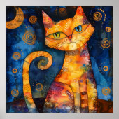 猫お洒落カラフルポスター ポスター (正面)