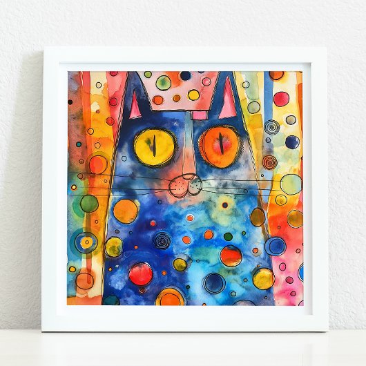 猫お洒落カラフルポスター ポスター