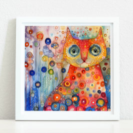 猫お洒落カラフルポスター ポスター