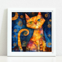 猫お洒落カラフルポスター