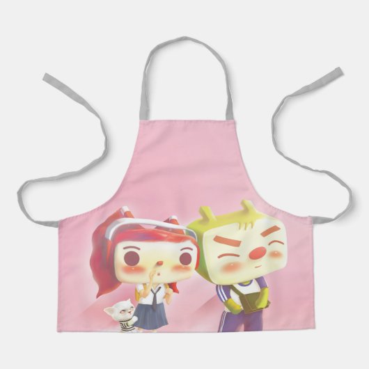猫お洒落キャラクター エプロン (正面)