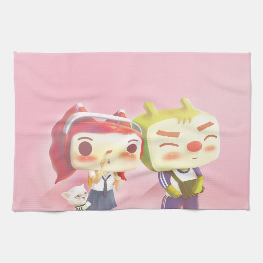 猫お洒落キャラクター キッチンタオル (横)