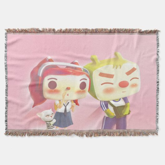猫お洒落キャラクター スローブランケット (正面)