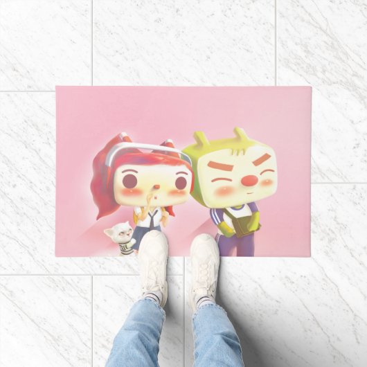 猫お洒落キャラクター ドアマット (室内)