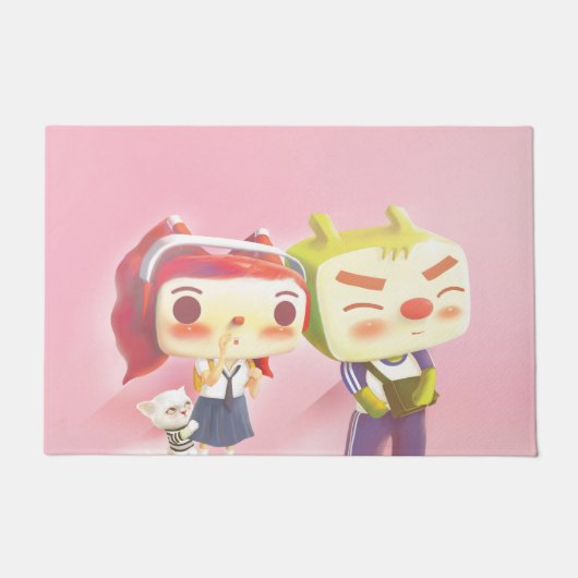 猫お洒落キャラクター ドアマット (正面)