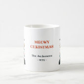 猫お洒落クリスマスツリー名の付いたクリスマス コーヒーマグカップ (中央)