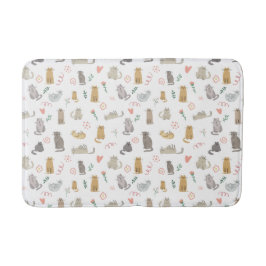 猫お洒落ニュートラルカラーイラストレーション バスマット