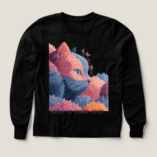 猫お洒落フローラTee for girls (デザイン正面)